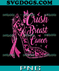 Crush Breast Cancer Bling Pink Ribbon PNG, Awareness PNG