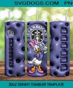 Daisy Duck 20oz Skinny Tumbler PNG, Duck Coffee Inflated Tumbler Template PNG File Digital Download