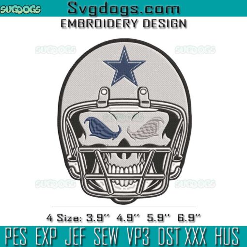 Dallas Cowboys Skull Embroidery, Dallas Cowboys Helmet Embroidery