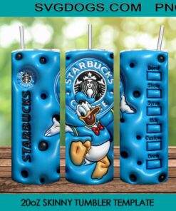 Donald Duck Inflated 20oz Skinny Tumbler PNG, Duck Coffee Tumbler Template PNG File Digital Download