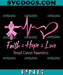 Faith Hope Love Breast Cancer PNG, Awareness Ribbon Heartbeat PNG