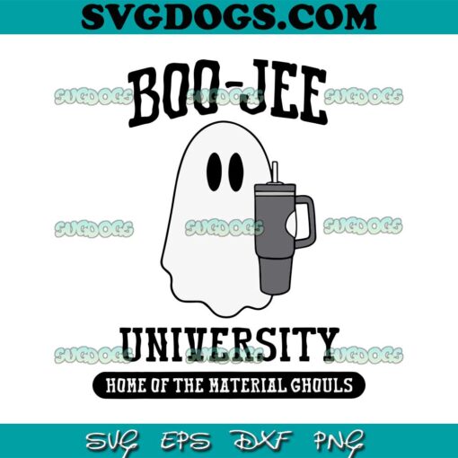 Funny Boo Jee University Home Of The Material Ghouls SVG, Halloween SVG PNG EPS DXF