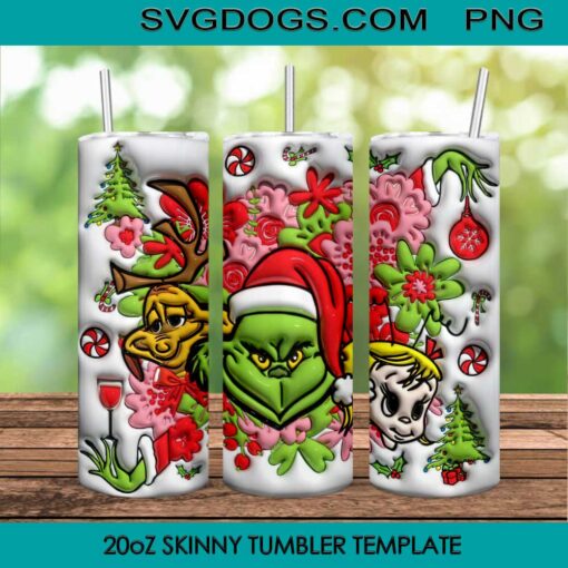 Grinch Friends Christmas 20oz Skinny Tumbler PNG, Grinchmas Tumbler Sublimation Design PNG Download