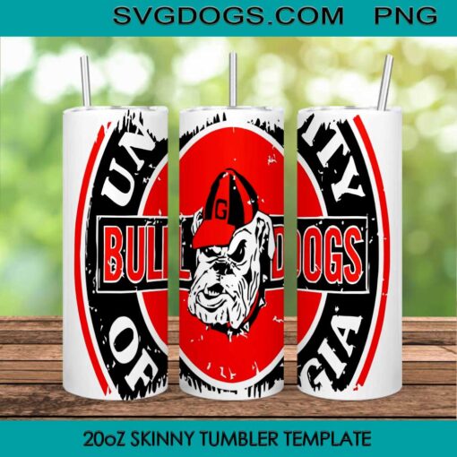 Georgia Bulldogs 20oz Skinny Tumbler Wrap PNG, NCAA Georgia Tumbler Template PNG File Digital Download