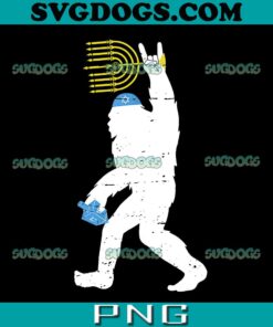 Hanukkah Bigfoot PNG, Bigfoot With Dreidel And Menorah PNG, Happy Hanukkah PNG