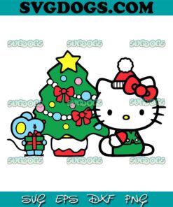 Hello Kitty Christmas Embroidery, Christmas Kawaii Kitty Embroidery, Christmas Cat Embroidery