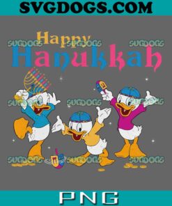 Huey Louie Dewey Duck Spin Dreidel With Hanukkah Menorah PNG, Duck Disney Happy Hanukkah PNG, Hanukkah PNG