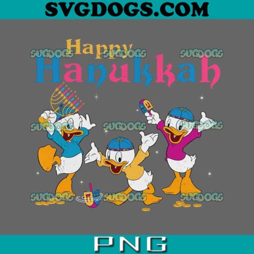 Huey Louie Dewey Duck Spin Dreidel With Hanukkah Menorah PNG, Duck Disney Happy Hanukkah PNG, Hanukkah PNG