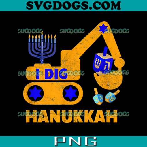 I Dig Hanukkah Excavator Construction Toddler Menorah PNG, Truck Hanukkah PNG