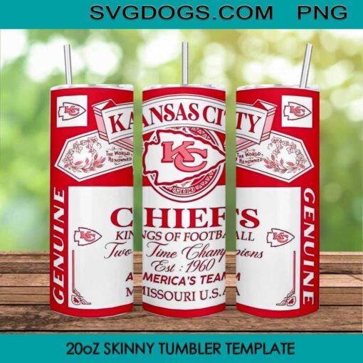 Kansas City Chiefs Kings Of Football Two Time Champions Tumbler PNG, Kansas City Chiefs Cenuine Tumbler Sublimation Design PNG Download