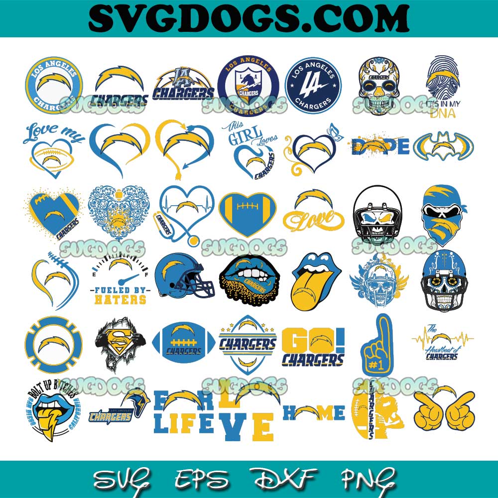Los Angeles Chargers Bundle SVG PNG, Chargers Logo SVG, Football Team SVG PNG EPS DXF