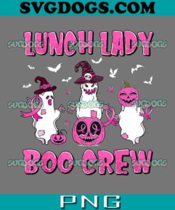 Lunch Lady Boo Crew Pumpkin PNG, Breast Cancer Halloween PNG, Ghost PNG