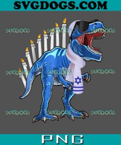 Menorasaurus Rex PNG, T Rex Dinosaur Hanukkah PNG, Happy Hanukkah PNG