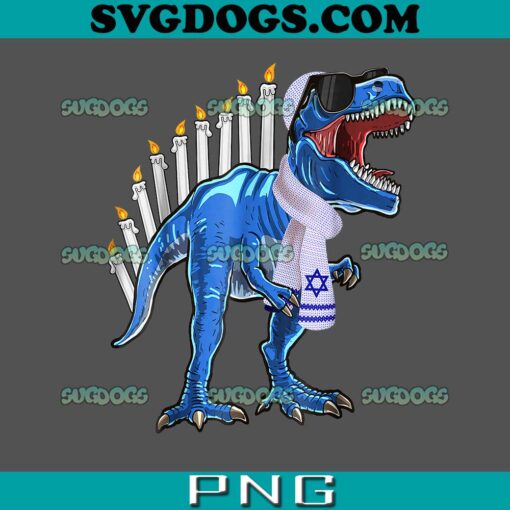 Menorasaurus Rex PNG, T Rex Dinosaur Hanukkah PNG, Happy Hanukkah PNG