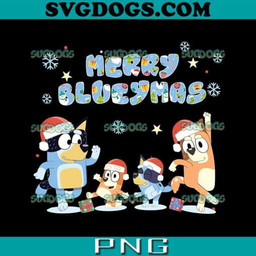 Merry Blueymas PNG, Bluey Christmas PNG, Bluey Family Christmas PNG