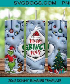 Merry Grinchmas 20oz Skinny Tumbler PNG, The Grinch Tumbler Template PNG File Digital Download