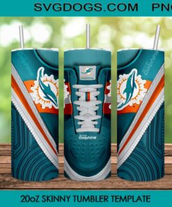 Miami Dolphins 20oz Skinny Tumbler PNG, Dolphins Football Tumbler Template PNG File Digital Download