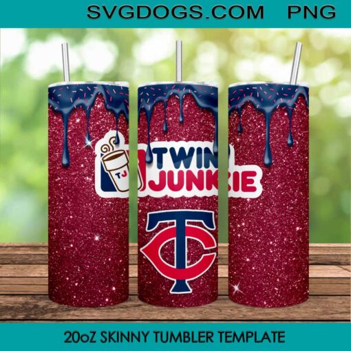Minnesota Twins 20oz Skinny Tumbler Template PNG, Twins Junkie Tumbler Sublimation Design PNG Download