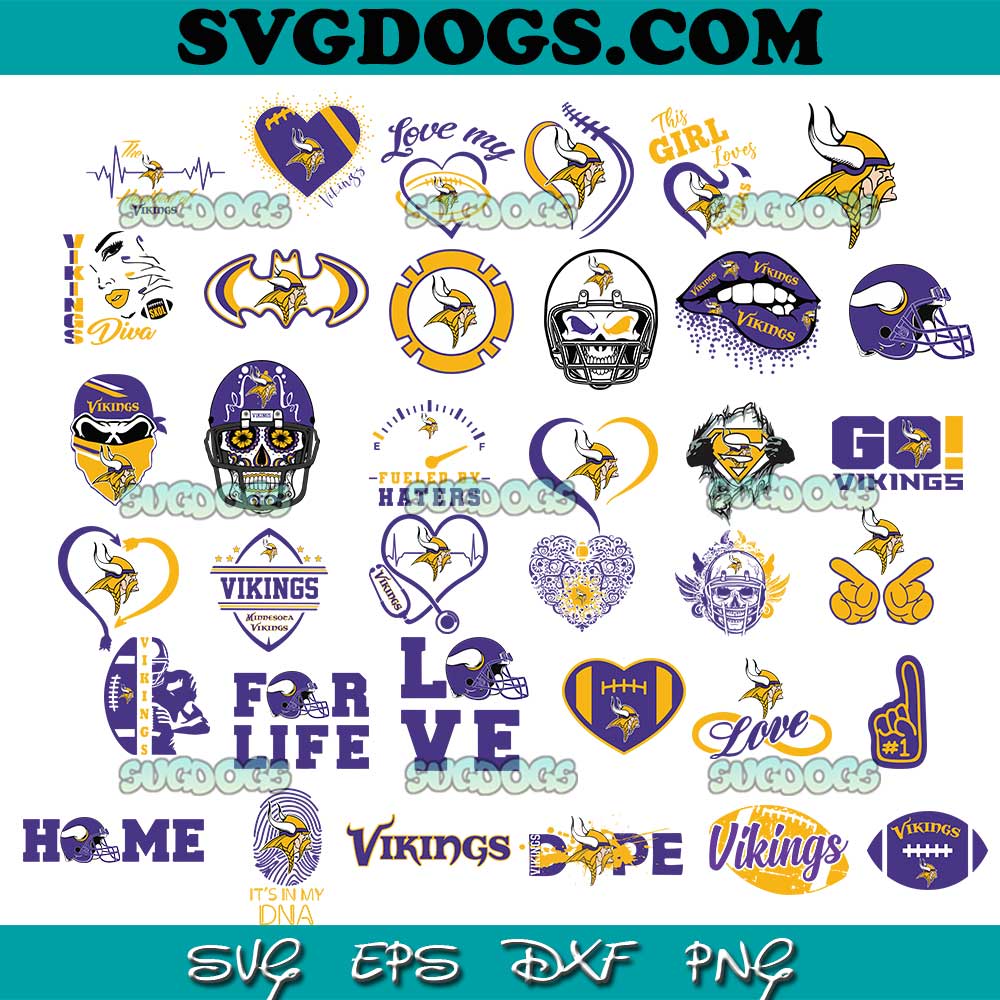 Minnesota Vikings Bundle SVG PNG, NFL Minnesota Vikings SVG, Vikings Logo SVG PNG EPS DXF