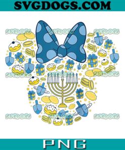 Minnie Mouse Icon Hanukkah Chanukah Dreidel Menorah Raglan Baseball PNG, Disney Hanukkah PNG