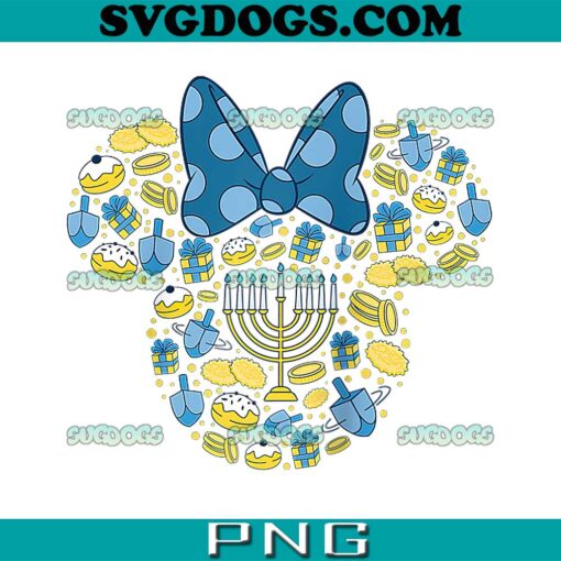 Minnie Mouse Icon Hanukkah Chanukah Dreidel Menorah Raglan Baseball PNG, Disney Hanukkah PNG