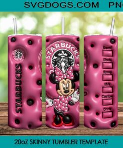 Minnie Mouse Inflated 20oz Skinny Tumbler PNG, Minnie Coffee Tumbler Template PNG File Digital Download
