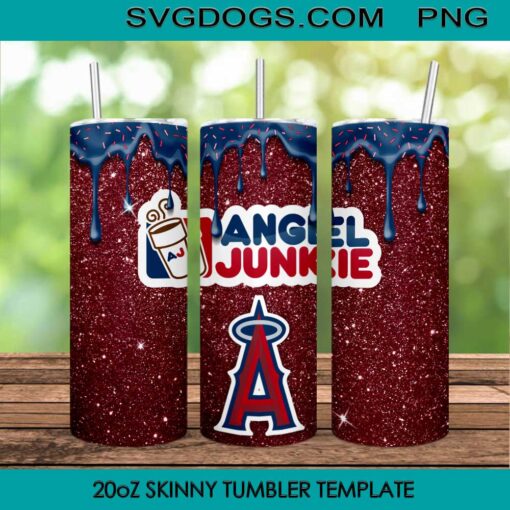 Los Angeles Angels 20oz Skinny Tumbler Template PNG, Angels Junkie Tumbler Sublimation Design PNG Download
