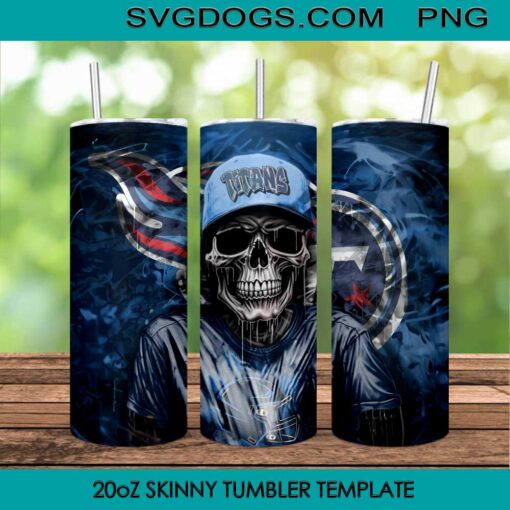 Tennessee Titans Skull 20oz Skinny Tumbler PNG, Titans Tumbler Sublimation Design PNG Download