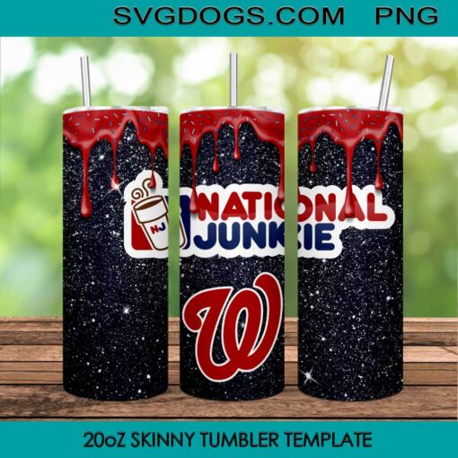 Washington Nationals 20oz Skinny Tumbler Template PNG, Nationals Junkie Tumbler Sublimation Design PNG Download