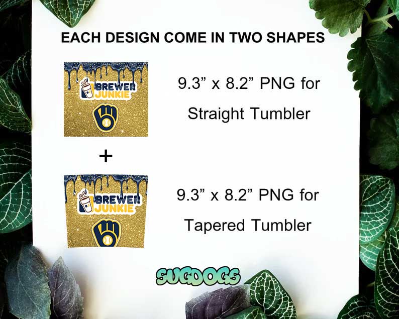 Milwaukee Brewers 20oz Skinny Tumbler Template PNG, Brewers Junkie Tumbler Sublimation Design PNG Download