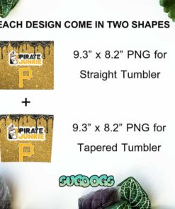 Pittsburgh Pirates 20oz Skinny Tumbler Template PNG, Pirates Junkie Tumbler Sublimation Design PNG Download 1