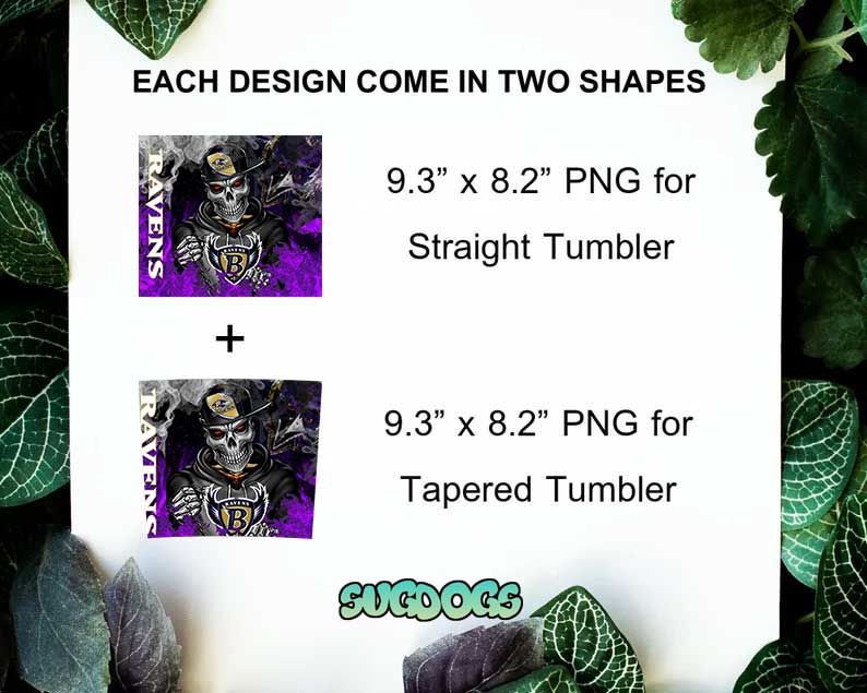 Baltimore Ravens Skull 20oz Skinny Tumbler PNG, Baltimore Ravens Tumbler Sublimation Design PNG Download