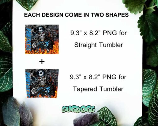 Carolina Panthers Skull 20oz Skinny Tumbler PNG, Panthers Tumbler Sublimation Design PNG Download