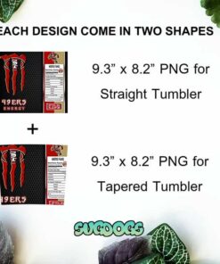 49ers Energy 20oz Skinny Tumbler PNG, San Francisco 49ers Mascot Tumbler Sublimation Design PNG Download 1