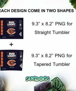 Chicago Bears NFL 20oz Skinny Tumbler PNG, Bud Light Tumbler PNG, DA Bears Tumbler Sublimation Design PNG Download 1