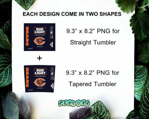 Chicago Bears NFL 20oz Skinny Tumbler PNG, Bud Light Tumbler PNG, DA Bears Tumbler Sublimation Design PNG Download