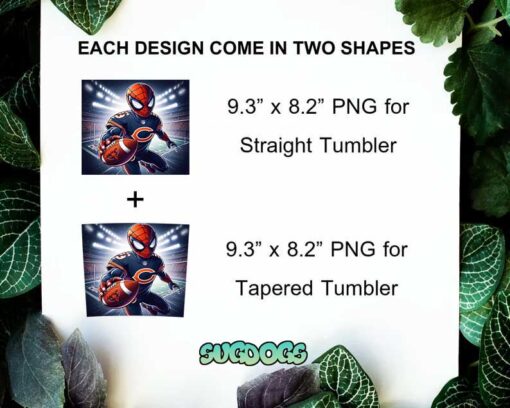 Chicago Bears Spider Man 20oz Skinny Tumbler PNG, Chicago Bears NFL Tumbler PNG, Spider Man Tumbler Sublimation Design PNG Download