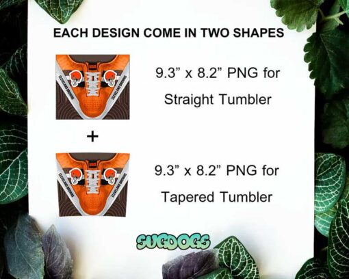 Cleveland Browns Shoes 20oz Skinny Tumbler PNG, Cleveland Browns Tumbler Sublimation Design PNG Download