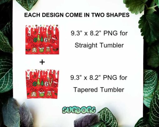 Believe 20oz Skinny Tumbler PNG, Grinch And Friends Christmas Tumbler Sublimation Design PNG Download