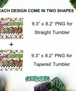 Sweet Grinchmas 20oz Skinny Tumbler PNG, Grinch Christmas Tumbler Sublimation Design PNG Download 1