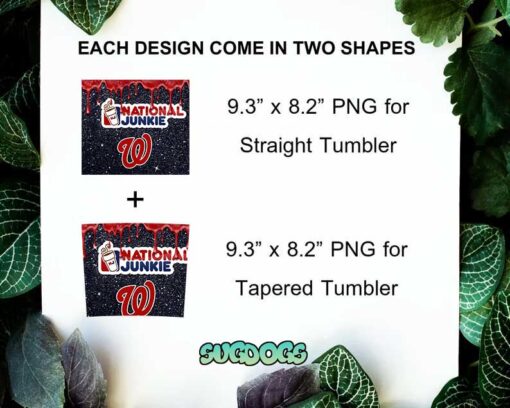 Washington Nationals 20oz Skinny Tumbler Template PNG, Nationals Junkie Tumbler Sublimation Design PNG Download