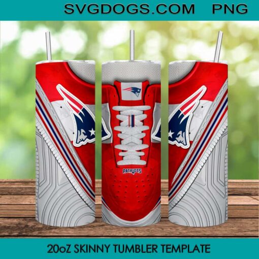 New England Patriots Shoes 20oz Skinny Tumbler PNG, New England Patriots Tumbler Sublimation Design PNG Download