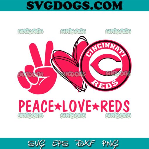 Peace Love With Cincinnati Reds SVG, MLB Sport SVG PNG EPS DXF