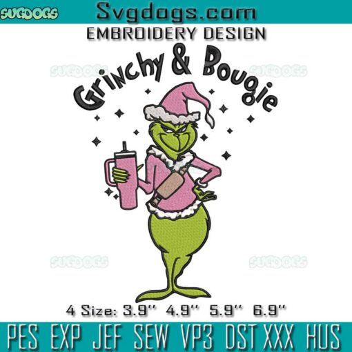Pink Grinch Embroidery, Bougie Grinch Embroidery, Christmas Grinch Stanley Cup and Belt Bag Embroidery