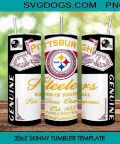 Pittsburgh Steelers Kings Of Football 20oz Skinny Tumbler PNG, Pittsburgh Steelers Tumbler Sublimation Design PNG Download