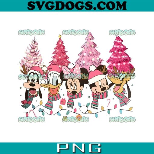 Retro Mickey Pink Christmas PNG, Disney Tree Christmas PNG, Christmas Light PNG, Friends Christmas PNG