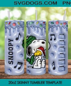 Snoopy Christmas Inflated 3D Skinny Tumbler PNG, Snow Christmas Snoopy Dog Tumbler Sublimation Design PNG Download