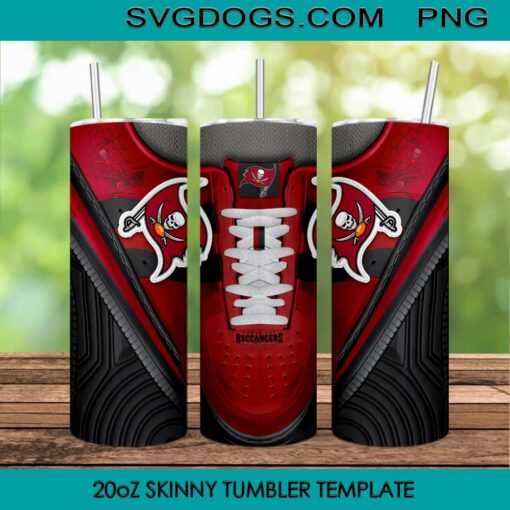 Tampa Bay Buccaneers Shoes 20oz Skinny Tumbler PNG, Tampa Bay Buccaneers Tumbler Sublimation Design PNG Download