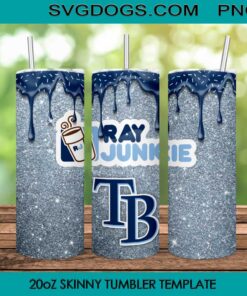 Tampa Bay Rays 20oz Skinny Tumbler Template PNG, Rays Junkie Tumbler Sublimation Design PNG Download