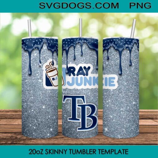 Tampa Bay Rays 20oz Skinny Tumbler Template PNG, Rays Junkie Tumbler Sublimation Design PNG Download